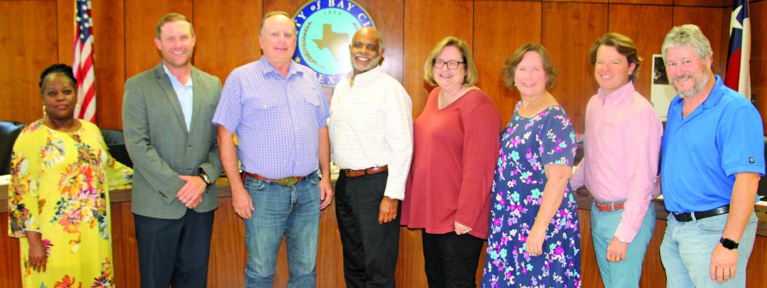 Sentinel Photo/Mike Reddell At a recent city council meeting the Parks & Recreation Department (PARD) was recognized for receiving a $50,000 grant from the Lower Colorado River Authority. Shown, from left, are: Council Members Floyce Brown and Blayne Finlay, PARD Director Shawn Blackburn, Mayor Robert Nelson, City Manager Shawna Burkhart, City Council Members Becca Sitz, Bradley Westmoreland and Mayor Pro Tem Jim Folse.