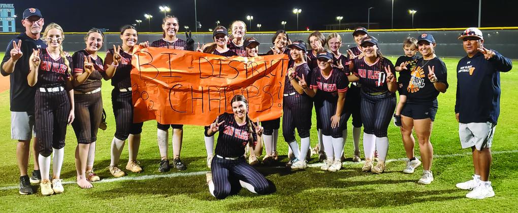 Contributed photo The Van Vleck High School Lady Leps claimed the bi-district softball title by defeated Sheperd in a two-game matchup last week. The girls will play Anahuac in the area round of playoffs Thursday, May 2.